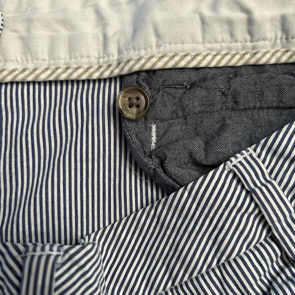 Lands End Shorts Long Bermuda Stripe Blue White Light Seersucker Sz 18 - Picture 9 of 11